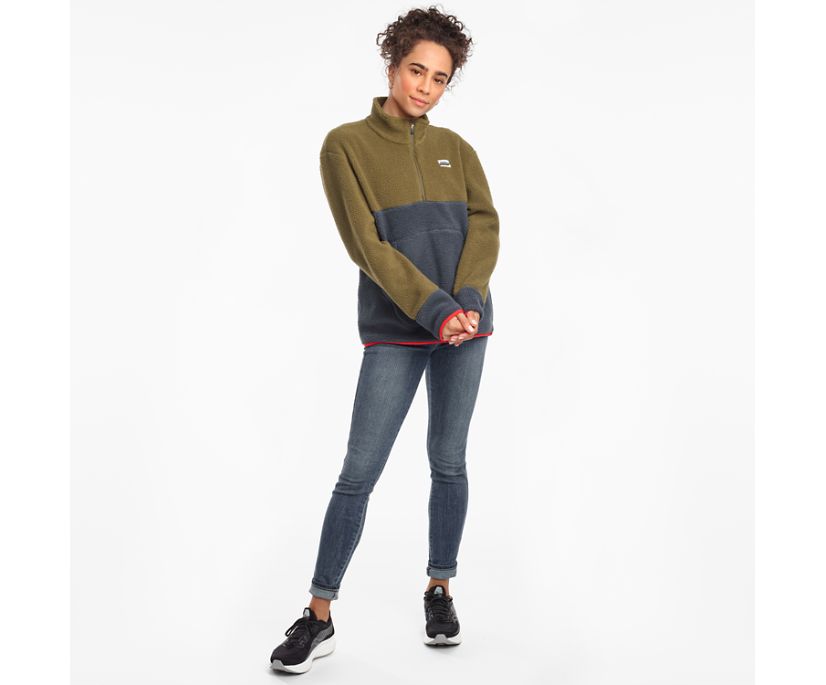 Saucony Fireside Fleece Anorak Women's Jackets Dark Olive | AU 337NWYB